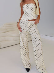 Powdered Sugar Strapless Co-ord Cream Polka