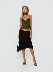 Mishy Scarf Detail Cami Top Olive Polka