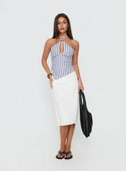 Idiana Halter Keyhole Top Blue Stripe