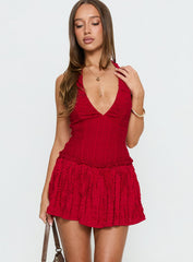 Mixie Halter Playsuit Red