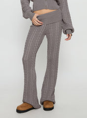 Baleigh Cable Knit Foldover Trousers Grey