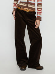 Kenza Wide Leg Corduroy Trousers Brown