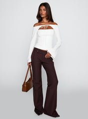 Kinkirk Flared Trousers Brown Pinstripe