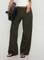 Jette Tailored Buckle Trousers Green Pinstripe