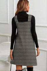 Houndstooth V-Neck Sleeveless Mini Dress