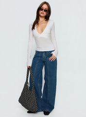 Madelon Long Sleeve Wrap Top White