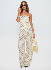 Powdered Sugar Strapless Co-ord Cream Polka