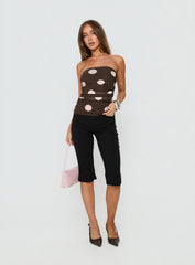 Act Natural Strapless Top Brown / Pink Polka