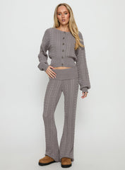 Baleigh Cable Knit Foldover Trousers Grey
