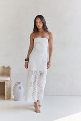 Ocean Air Oasis Strapless Maxi Dress White
