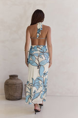 Light The Ocean Halter Maxi Dress Blue