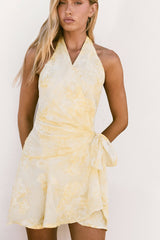 Coasting Along Halter Mini Dress Yellow