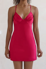 Skylines Satin Mini Dress Red