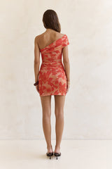 Dance With You Mesh One Shoulder Mini Dress Orange