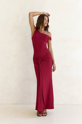 Hold Me Close Off Shoulder Maxi Dress Burgundy