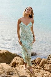 Billowy Blooms Maxi Dress Green
