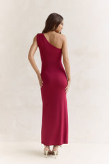 First Class Life One Shoulder Maxi Dress Wine