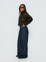 Paltrow Mid Rise Wide Leg Cargo Jeans Dark Blue Wash