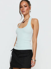 Baseline Scoop Halter Rib Vest Icy Blue