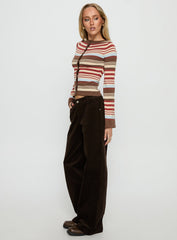 Kenza Wide Leg Corduroy Trousers Brown