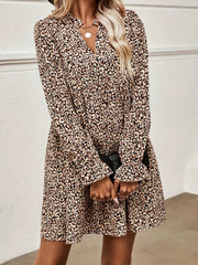 Notched Flounce Sleeve Mini Dress