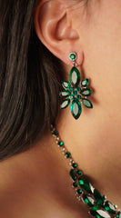 Sophistication Emerald Green Multi Stone Evening Necklace & Earrings Set