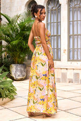 Sunlit Eden Woven Maxi Dress - Yellow Multi