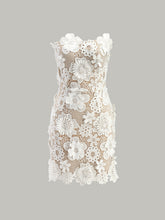 Strapless 3D Floral Lace Mini Dress with Removable Straps