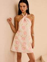 Halter Neck Floral Print Mini Dress