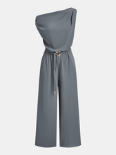 Belted One-Shoulder Draped Jumpsuit