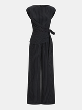 Striped Tie Waist Wide Leg Jumpsuit