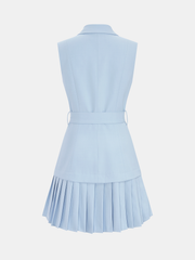 Belted Pleated Sleeveless Blazer Mini Dress