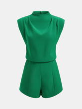 Draped Sleeveless Mock Neck Romper