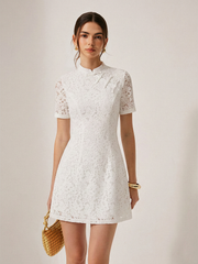 Cheongsam Style Lace Short Sleeve Dress