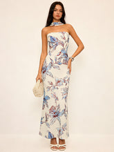 Floral Print Halter Maxi Dress