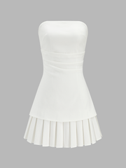 Strapless Anti-slip Pleated Mini Dress