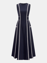 Contrast Lace Trim Sleeveless Midi Dress