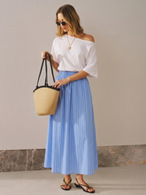 Color Block Off-Shoulder Striped Midi Dress