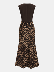 Sleeveless Leopard Print Maxi Dress