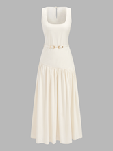 Sleeveless Belted Square Neck Maxi Dress