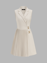 Sleeveless Lapel Pleated Mini Dress