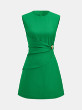 Sleeveless Buckle Waist Mini Dress