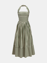 Striped Halter Neck Maxi Dress