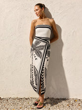 Palm Tree Print Strapless Wrap Maxi Dress