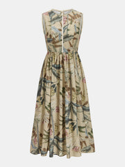 Cotton Blend Botanical Printed Maxi Dress
