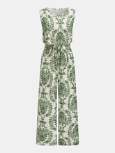Sleeveless Damask Print Wide Leg Jumpsuit