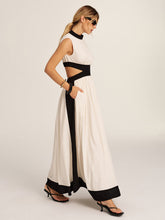 Color Block Cutout Pocketed Maxi Dress