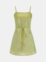 Sequin Leaf Embellished Slip Dress