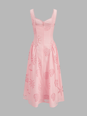 Ocean Cutwork Flared Midi Dress