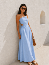 Cutout Tie-Side Cotton Linen Midi Dress